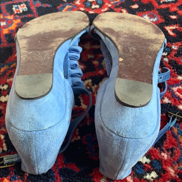 Blue Suede Bow Sandals - Picture 6 of 6